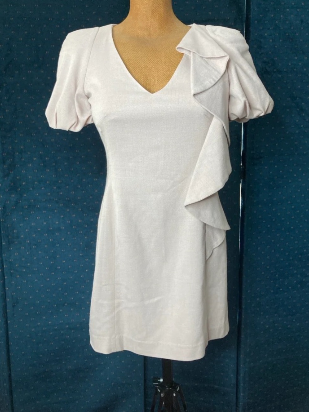 Blush Pink Cocktail Mini “Waterfall”dress Size 2 Measurements in Pics